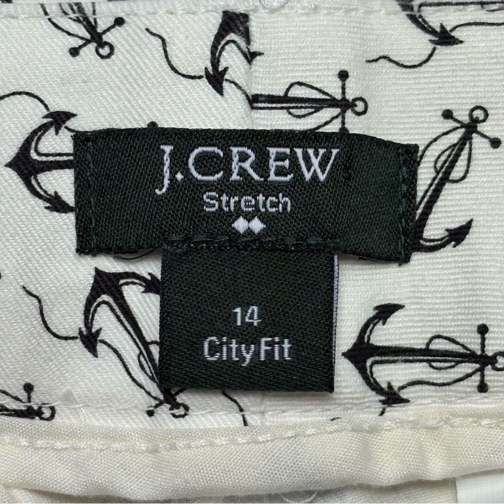 J Crew City Fit Straight Leg Cropped Anchor Printed Pants Size 14 Nautical - Picture 11 of 13